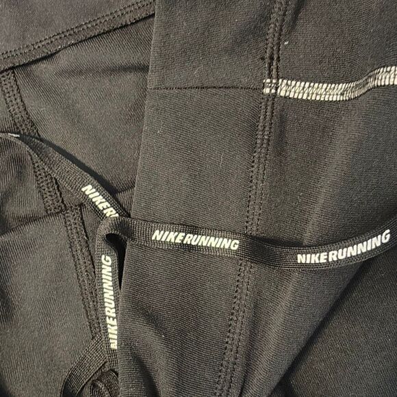Nike Dri-fit Running Black Leggings Tights Ankle Zip Large - Picture 4 of 7